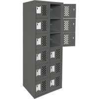 Petits casiers &eacute;conomiques assembl&eacute;s et perfor&eacute;s Clean Line, 6 niveaux, Bloc de 2, 18" x 72" x 12", Acier Cintas