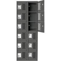 Petits casiers &eacute;conomiques assembl&eacute;s et perfor&eacute;s Clean Line, 6 niveaux, Bloc de 2, 18" x 72" x 12", Acier Cintas