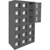 Petit casier perfor&eacute; Clean-Line, 6 niveaux, Bloc de 3, 15" x 72" x 12", Acier Cintas
