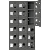 Petit casier perfor&eacute; Clean-Line, 6 niveaux, Bloc de 3, 15" x 72" x 12", Acier Cintas