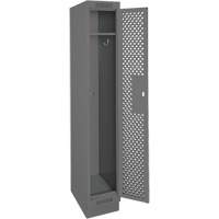 Clean Line Lockers, 12" x 12" x 76", Steel, Charcoal, Rivet (Assembled), Perforated Cintas