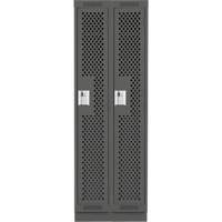 Clean Line Lockers, Bank of 2, 24" x 12" x 76", Steel, Charcoal, Rivet (Assembled), Perforated Cintas