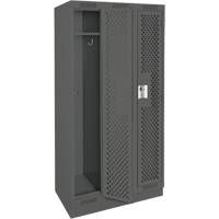 Clean Line Lockers, Bank of 3, 36" x 12" x 76", Steel, Charcoal, Rivet (Assembled), Perforated Cintas
