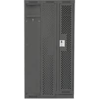 Clean Line Lockers, Bank of 3, 36" x 12" x 76", Steel, Charcoal, Rivet (Assembled), Perforated Cintas