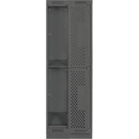 Clean Line Lockers, 2 -tier, Bank of 2, 24" x 12" x 76", Steel, Charcoal, Rivet (Assembled), Perforated Cintas