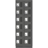 Petits casiers &eacute;conomiques assembl&eacute;s et perfor&eacute;s Clean Line, 6 niveaux, Bloc de 2, 18" x 72" x 12", Acier Cintas
