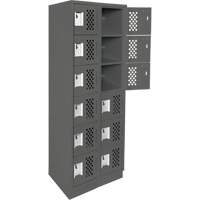 Petits casiers &eacute;conomiques assembl&eacute;s et perfor&eacute;s Clean Line, 6 niveaux, Bloc de 2, 18" x 72" x 12", Acier Cintas