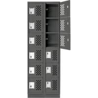 Petits casiers &eacute;conomiques assembl&eacute;s et perfor&eacute;s Clean Line, 6 niveaux, Bloc de 2, 18" x 72" x 12", Acier Cintas