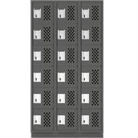 Assembled Lockerettes Clean Line Perforated Economy Lockers, 6 -tier, Bank of 3, 18" x 72" x 12", Steel Cintas