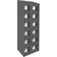 Assembled Lockerettes Clean Line Perforated Economy Lockers, 6 -tier, Bank of 2, 18" x 72" x 12", Steel Cintas