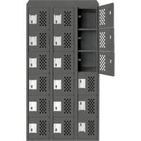 Petit casier perfor&eacute; Clean-Line, 6 niveaux, Bloc de 3, 12" x 72" x 12", Acier Cintas