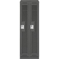 Clean Line Lockers, Bank of 2, 24" x 18" x 82", Steel, Charcoal, Rivet (Assembled), Perforated Cintas