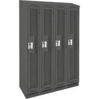 Clean Line Lockers, Bank of 4, 48" x 18" x 82", Steel, Charcoal, Rivet (Assembled), Perforated Cintas