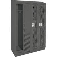 Clean Line Lockers, Bank of 4, 48" x 18" x 82", Steel, Charcoal, Rivet (Assembled), Perforated Cintas