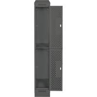 Clean Line Lockers, 2 -tier, 12" x 18" x 82", Steel, Charcoal, Rivet (Assembled), Perforated Cintas