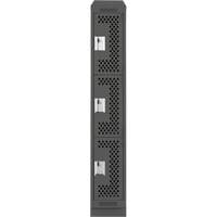 Clean Line Lockers, 3 -tier, 12" x 18" x 82", Steel, Charcoal, Rivet (Assembled), Perforated Cintas