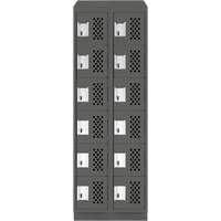 Petits casiers &eacute;conomiques assembl&eacute;s et perfor&eacute;s Clean Line, 6 niveaux, Bloc de 2, 18" x 72" x 12", Acier Cintas