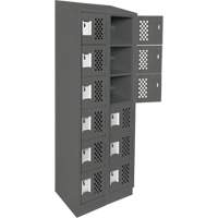 Petits casiers &eacute;conomiques assembl&eacute;s et perfor&eacute;s Clean Line, 6 niveaux, Bloc de 2, 18" x 72" x 12", Acier Cintas