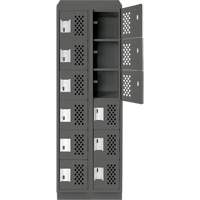 Petits casiers &eacute;conomiques assembl&eacute;s et perfor&eacute;s Clean Line, 6 niveaux, Bloc de 2, 18" x 72" x 12", Acier Cintas