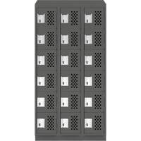 Assembled Lockerettes Clean Line Perforated Economy Lockers, 6 -tier, Bank of 3, 18" x 72" x 12", Steel Cintas