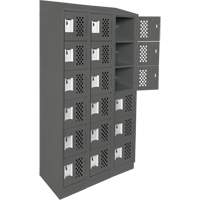 Assembled Lockerettes Clean Line Perforated Economy Lockers, 6 -tier, Bank of 3, 18" x 72" x 12", Steel Cintas