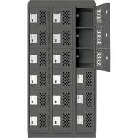 Assembled Lockerettes Clean Line Perforated Economy Lockers, 6 -tier, Bank of 3, 18" x 72" x 12", Steel Cintas
