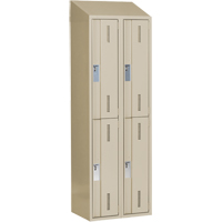 Concorde Heavy-Duty Lockers, 2 -tier, Bank of 2, 24" x 18" x 78", Steel, Beige, Welded (Assembled) Cintas