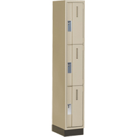Concorde Heavy-Duty Lockers, 3 -tier, 12" x 18" x 76", Steel, Beige, Welded (Assembled) Cintas