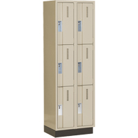 Concorde Heavy-Duty Lockers, 3 -tier, Bank of 2, 24" x 18" x 76", Steel, Beige, Welded (Assembled) Cintas