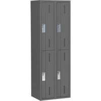 Concorde Heavy-Duty Lockers, 2 -tier, Bank of 2, 24" x 18" x 72", Steel, Charcoal, Welded (Assembled) Cintas