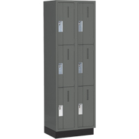 Concorde Heavy-Duty Lockers, 3 -tier, Bank of 2, 24" x 18" x 76", Steel, Charcoal, Welded (Assembled) Cintas