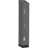 Concorde Heavy-Duty Lockers, 3 -tier, 12" x 18" x 82", Steel, Charcoal, Welded (Assembled) Cintas
