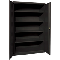 Deep Hi-Boy Storage Cabinet, Steel, 4 Shelves, 72" H x 36" W x 24" D, Black Cintas