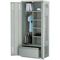 Deluxe Gear Locker, Steel, 36" W x 24" D x 72" H, Grey Cintas