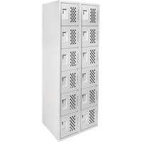 Petits casiers Clean Line, 6 niveaux, Bloc de 2, 18" x 72" x 12", Acier Cintas
