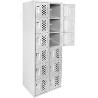 Petits casiers Clean Line, 6 niveaux, Bloc de 2, 18" x 72" x 12", Acier Cintas