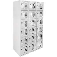 Petit casier perfor&eacute; Clean-Line, 6 niveaux, Bloc de 3, 15" x 72" x 12", Acier Cintas
