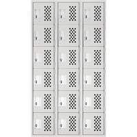 Petit casier perfor&eacute; Clean-Line, 6 niveaux, Bloc de 3, 15" x 72" x 12", Acier Cintas