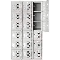 Petit casier perfor&eacute; Clean-Line, 6 niveaux, Bloc de 3, 15" x 72" x 12", Acier Cintas