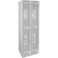 Clean Line Lockers, 2 -tier, Bank of 2, 24" x 12" x 76", Steel, Grey, Rivet (Assembled), Perforated Cintas
