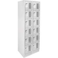 Petits casiers &eacute;conomiques assembl&eacute;s et perfor&eacute;s Clean Line, 6 niveaux, Bloc de 2, 18" x 72" x 12", Acier Cintas