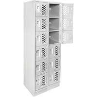 Petits casiers &eacute;conomiques assembl&eacute;s et perfor&eacute;s Clean Line, 6 niveaux, Bloc de 2, 18" x 72" x 12", Acier Cintas
