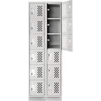 Petits casiers &eacute;conomiques assembl&eacute;s et perfor&eacute;s Clean Line, 6 niveaux, Bloc de 2, 18" x 72" x 12", Acier Cintas