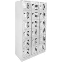 Assembled Lockerettes Clean Line Perforated Economy Lockers, 6 -tier, Bank of 3, 18" x 72" x 12", Steel Cintas