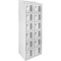 Assembled Lockerettes Clean Line Perforated Economy Lockers, 6 -tier, Bank of 2, 18" x 72" x 12", Steel Cintas