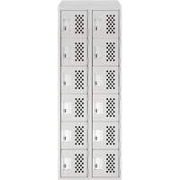 Assembled Lockerettes Clean Line Perforated Economy Lockers, 6 -tier, Bank of 2, 18" x 72" x 12", Steel Cintas