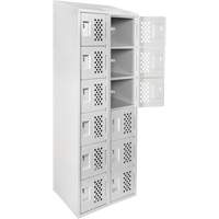 Assembled Lockerettes Clean Line Perforated Economy Lockers, 6 -tier, Bank of 2, 18" x 72" x 12", Steel Cintas