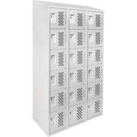 Petit casier perfor&eacute; Clean-Line, 6 niveaux, Bloc de 3, 12" x 72" x 12", Acier Cintas