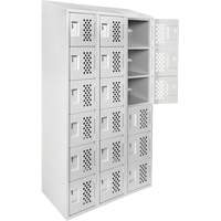 Petit casier perfor&eacute; Clean-Line, 6 niveaux, Bloc de 3, 12" x 72" x 12", Acier Cintas