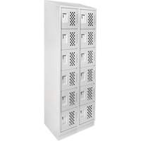 Petits casiers &eacute;conomiques assembl&eacute;s et perfor&eacute;s Clean Line, 6 niveaux, Bloc de 2, 18" x 72" x 12", Acier Cintas